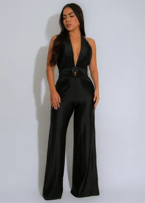 The Luxe Draped Ruched Jumpsuit Black