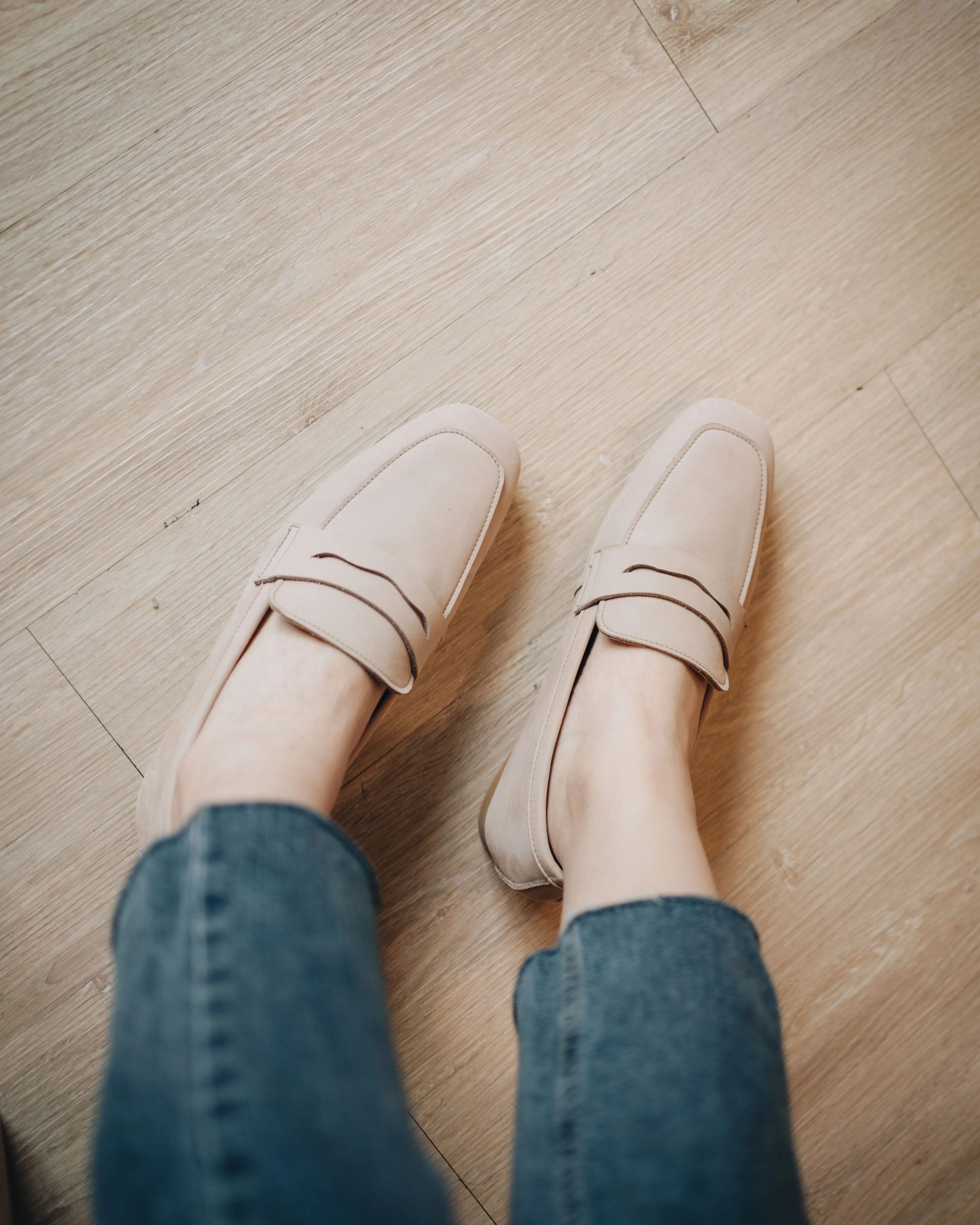 Thea Penny Loafers - Sand Beige