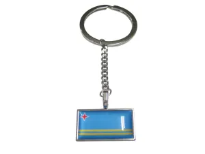 Thin Bordered Aruba Flag Pendant Keychain