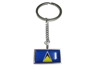 Thin Bordered Saint Lucia Flag Pendant Keychain