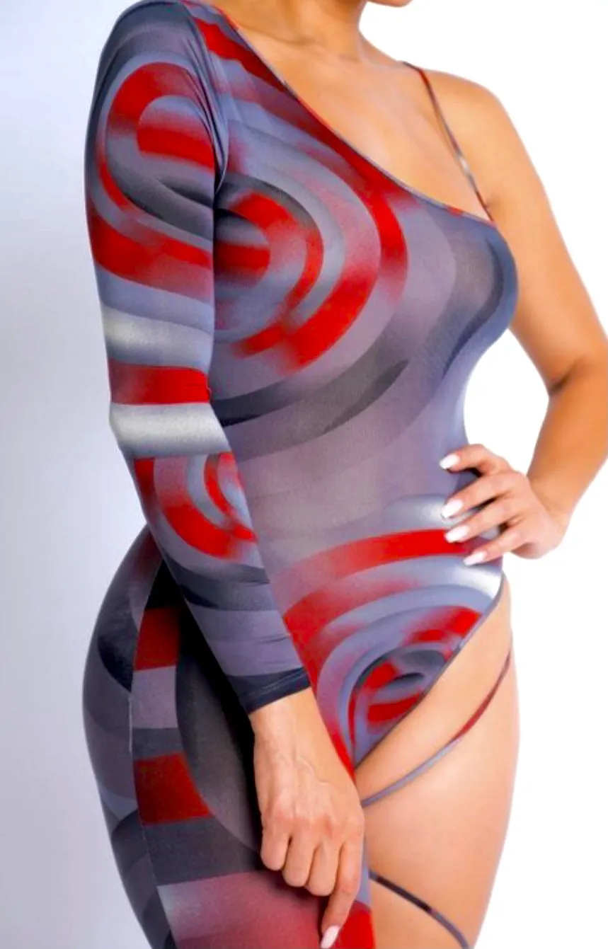 Top Model Jumpsuit (Gray/Red)