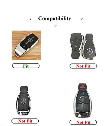 TopDall Bling Crystal Leather Key Fob Case Cover Chain Premium Fashion Protector Sleeve for Mercedes Benz