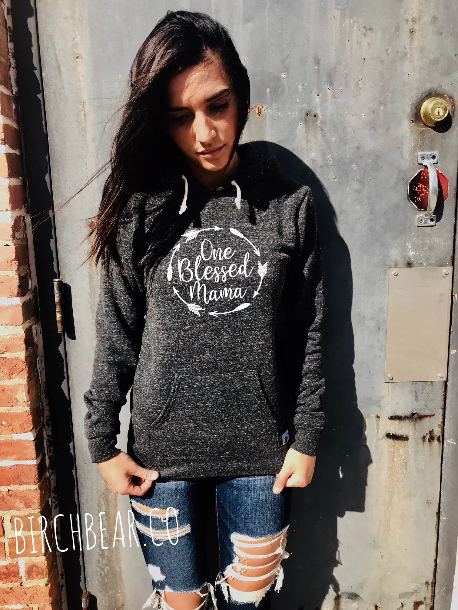 Triblend Fleece Pullover One Blessed Mama Arrows - Arrow Circle - Mom hoodie - Mom Shirt - Mama Shirt - Mama Hoodie - Warm Sweatshirt