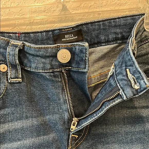 True Religion Becca Mid Rise Bootcut Distressed Jeans