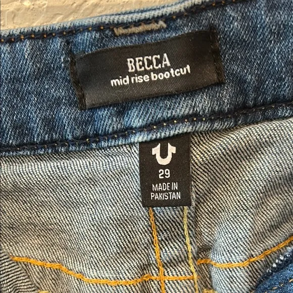 True Religion Becca Mid Rise Bootcut Distressed Jeans
