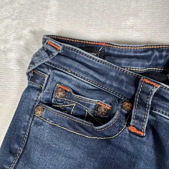 True Religion Becca Women Danim Jeans Mid Rise Bootcut Cotton Blend Size 31