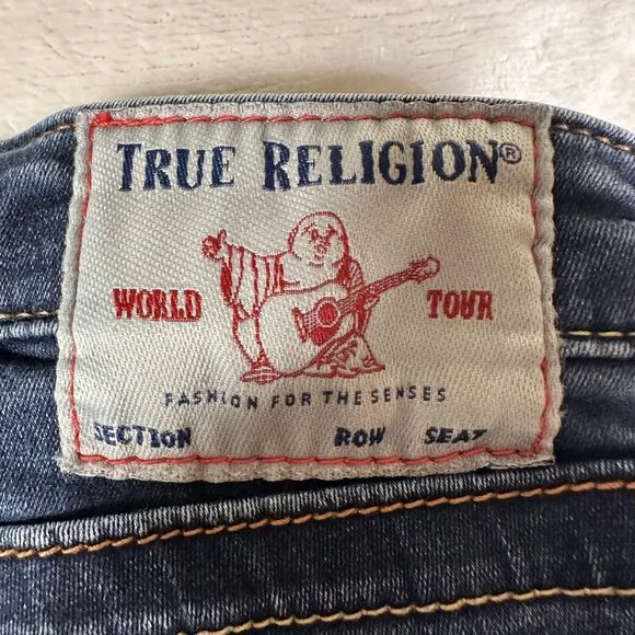 True Religion Becca Women Danim Jeans Mid Rise Bootcut Cotton Blend Size 31
