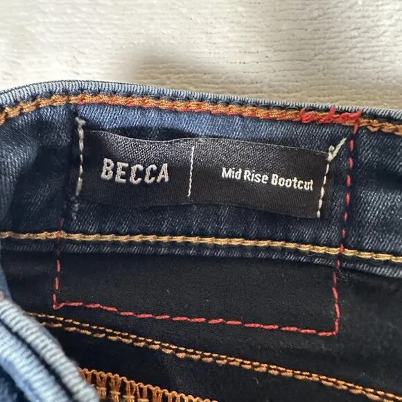 True Religion Becca Women Danim Jeans Mid Rise Bootcut Cotton Blend Size 31