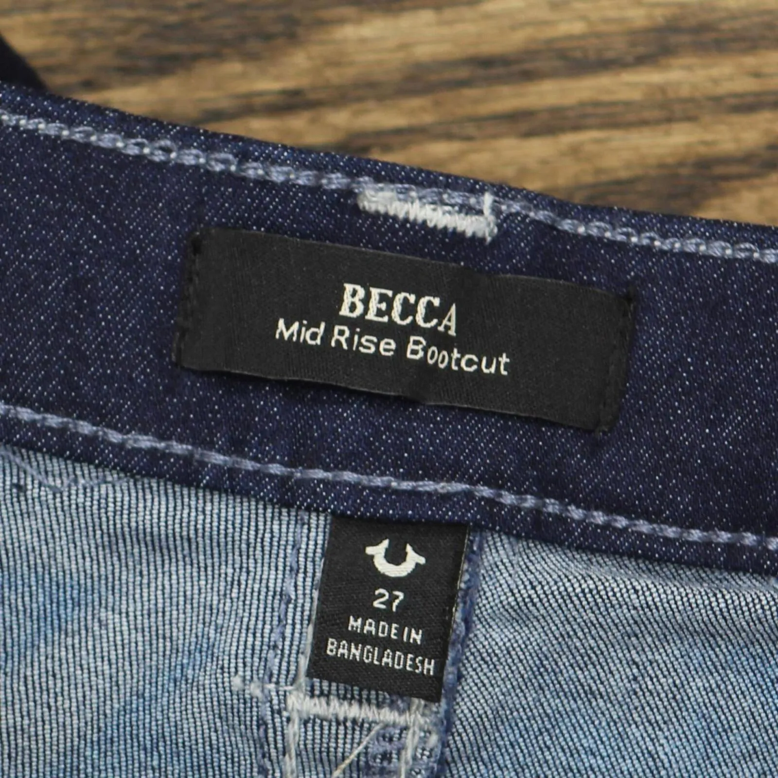 True Religion Womens Becca Mid Rise Crystal Pocket Jeans 2s Body Rinse Blue 27