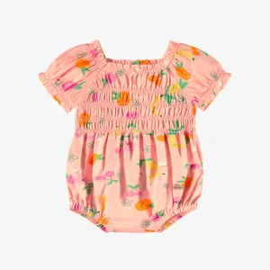 Une-pièce rose à motifs de fruits, naissance || Pink one-piece with fruit all over print, newborn