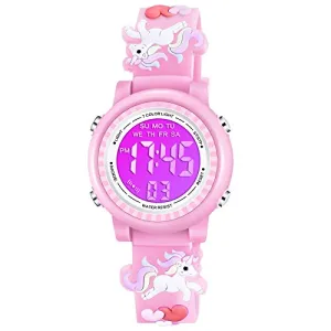 Unicorn 3D Cartoon Waterproof Watch (Girls, Pink)