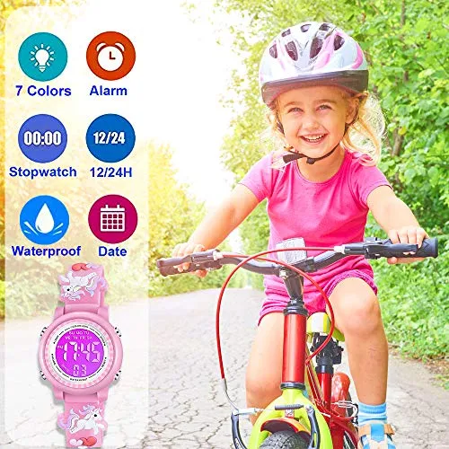 Unicorn 3D Cartoon Waterproof Watch (Girls, Pink)