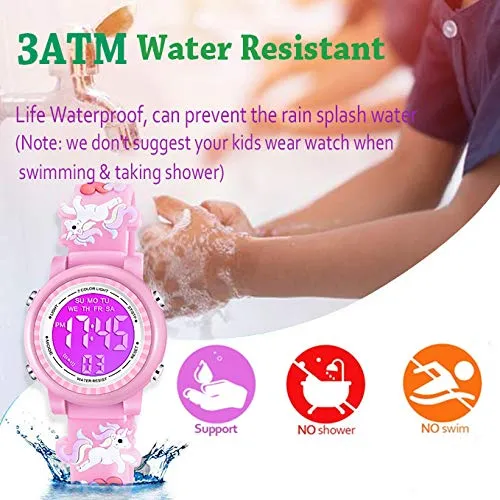 Unicorn 3D Cartoon Waterproof Watch (Girls, Pink)