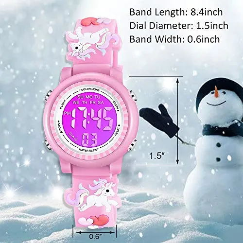 Unicorn 3D Cartoon Waterproof Watch (Girls, Pink)