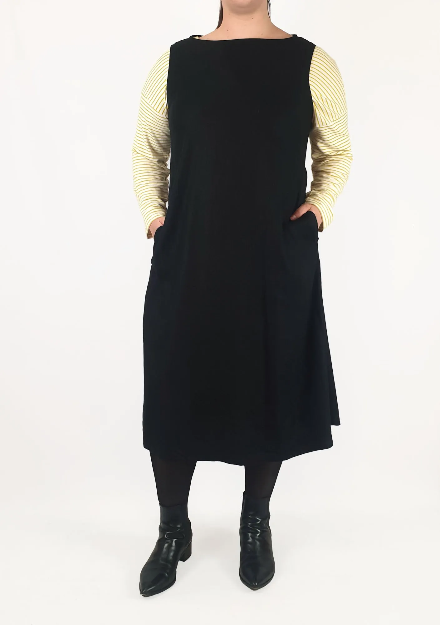 Uniqlo black sleeveless linen mix dress size L