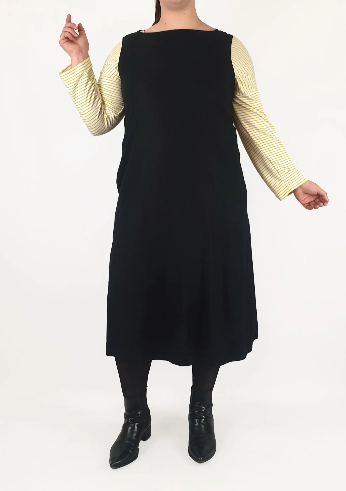 Uniqlo black sleeveless linen mix dress size L