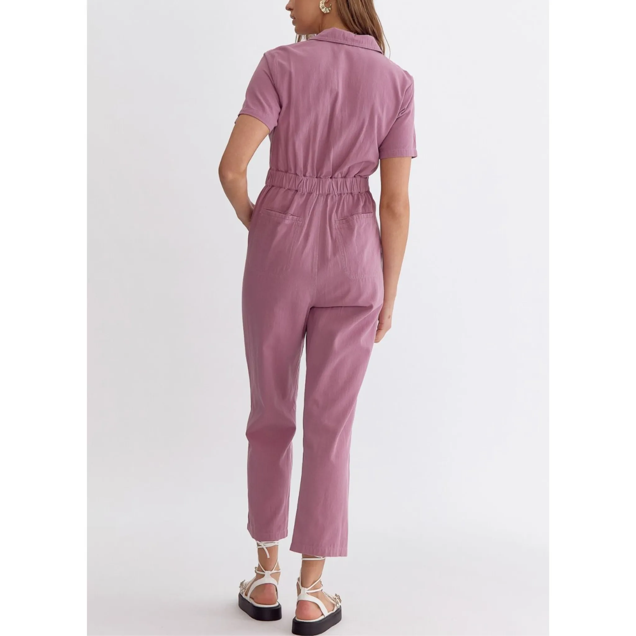 Utility Button-Down Collared Jumpsuit