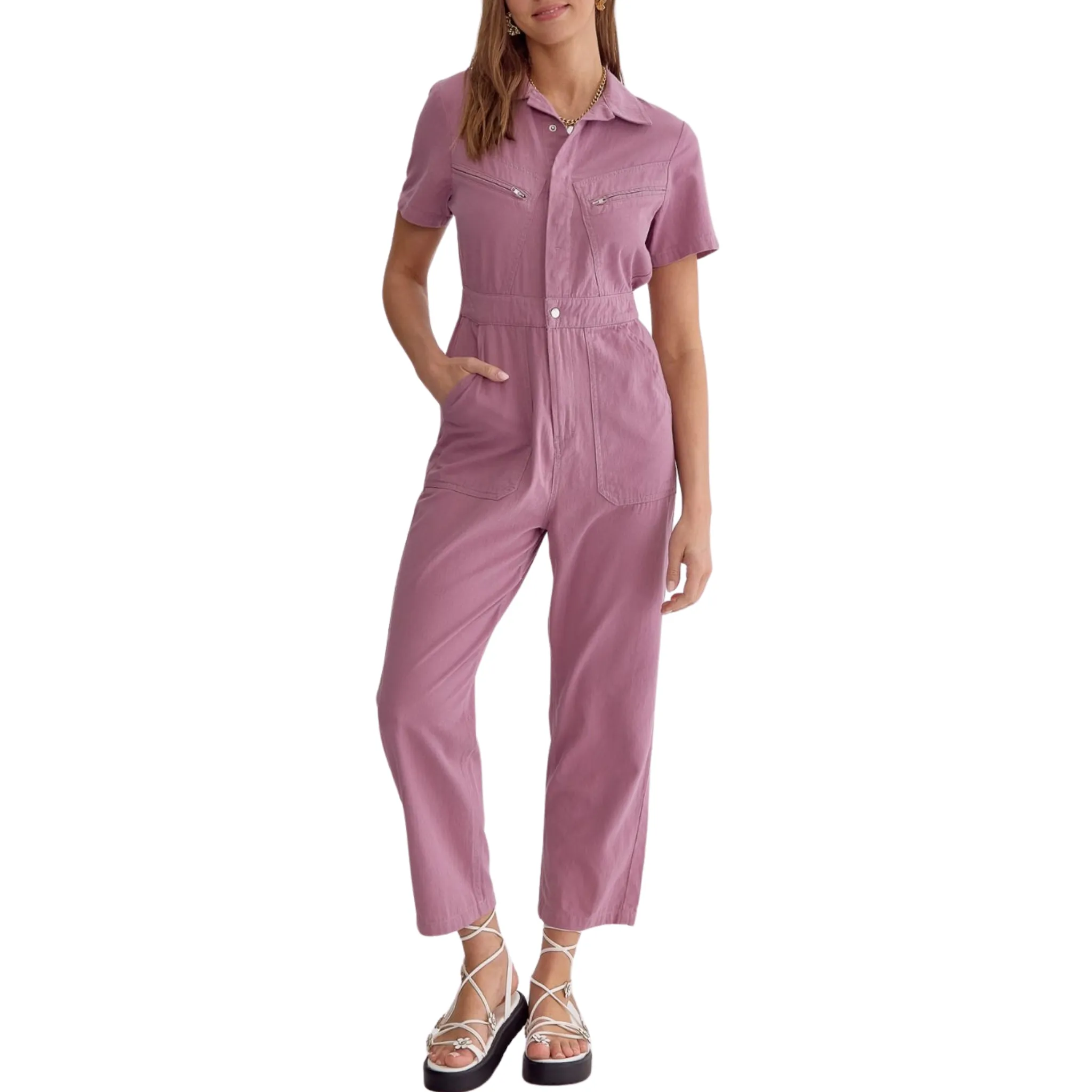 Utility Button-Down Collared Jumpsuit
