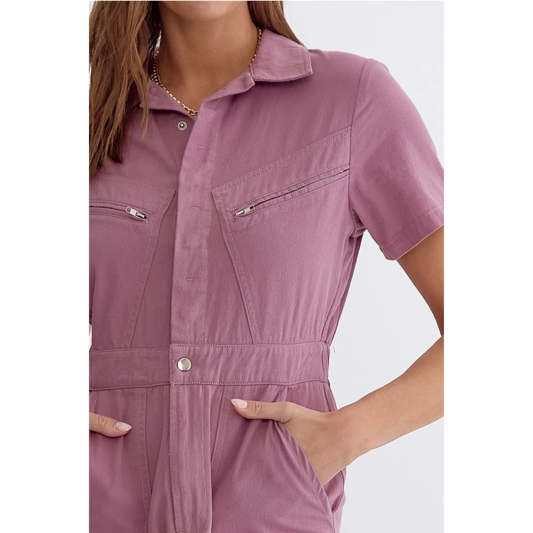 Utility Button-Down Collared Jumpsuit
