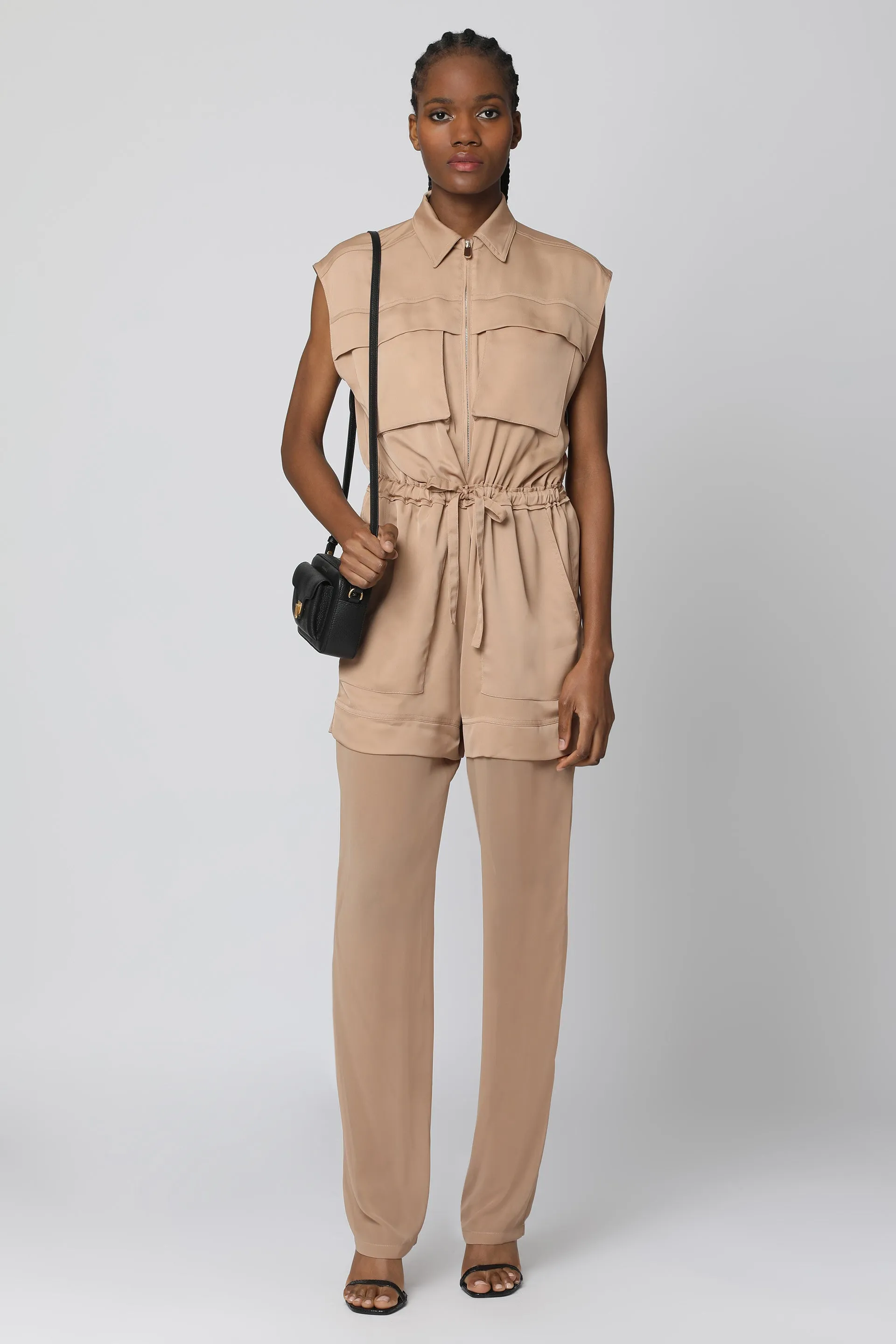 Utility crepe jumpsuit