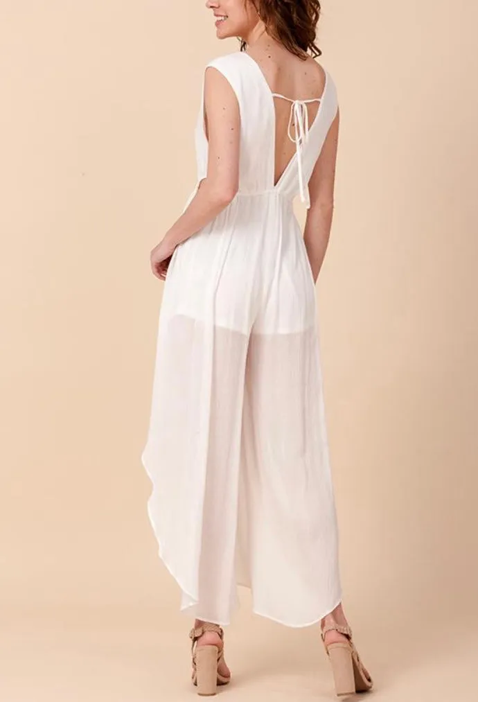 V Neck Sleeveless Side Circle Cut Out Tulip Jumpsuit