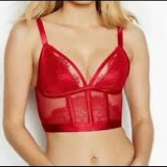 Victoria’s secret Black unlined see through lace mesh lingerie bra bustier top