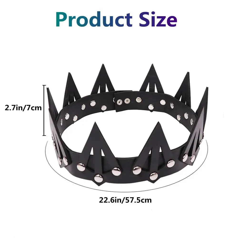 Vintage Black Gothic Leather Crown Headband