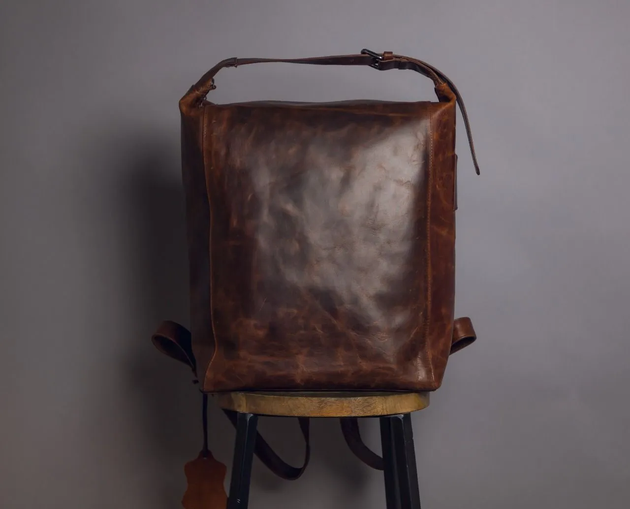 Vintage Brown Ochre Leather Backpack