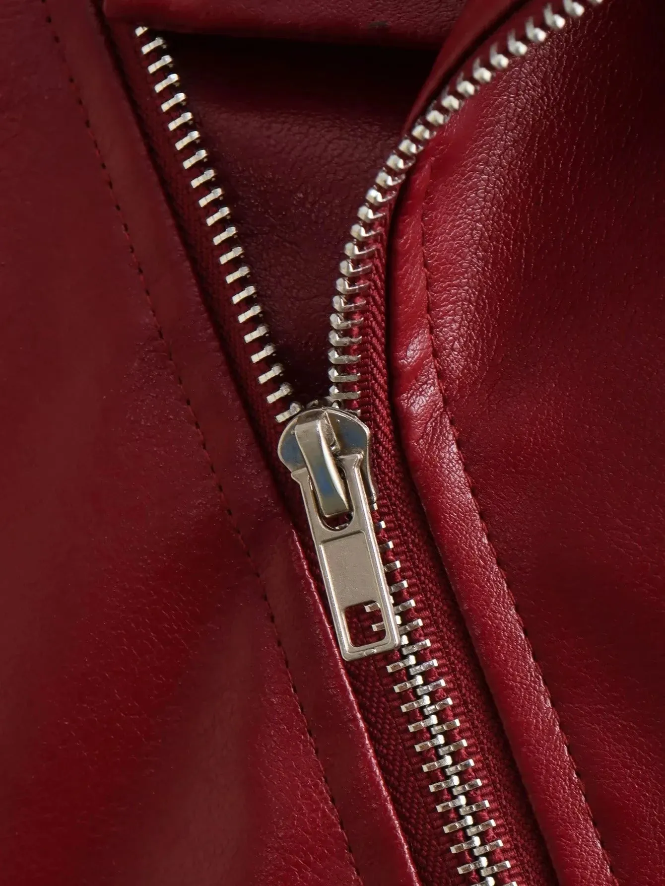 Vintage Chic Women's Faux Leather Jackets Red Solid Zipper Belt Coat Fashion Trend Autumn Winter Jackets