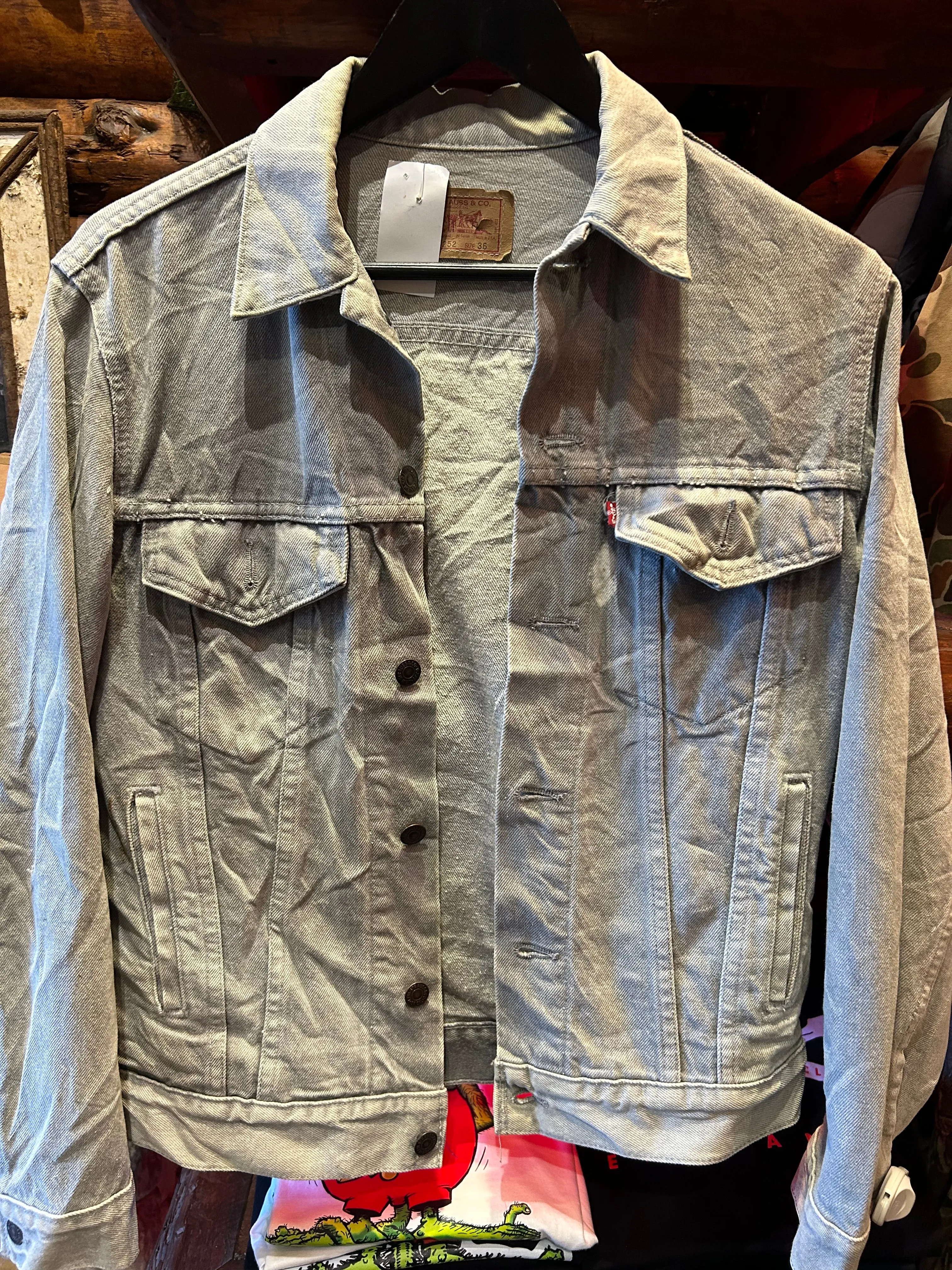 Vintage Faded Grey Levis Denim Jacket, XSmall