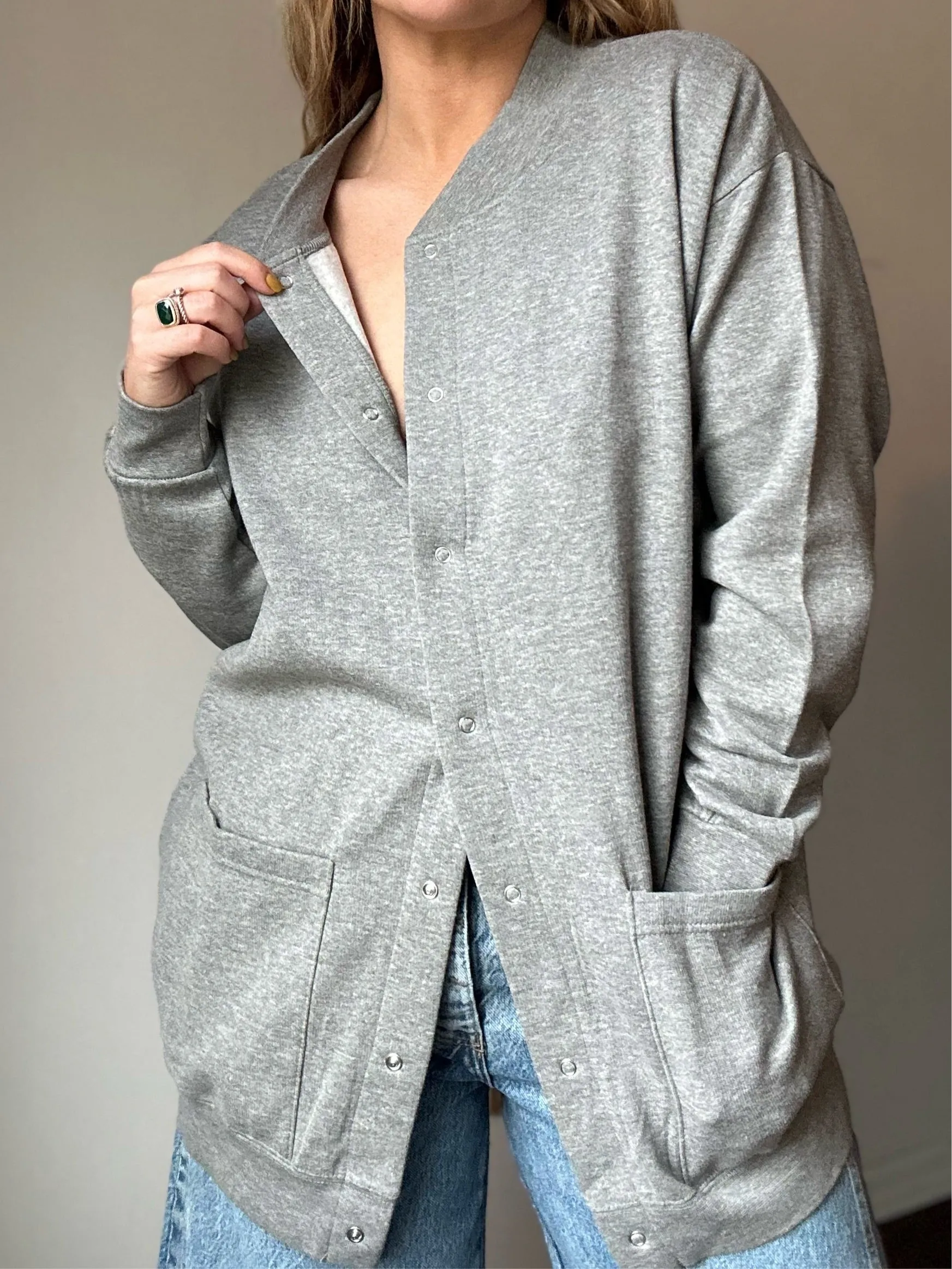 Vintage Grey Cotton Bomber