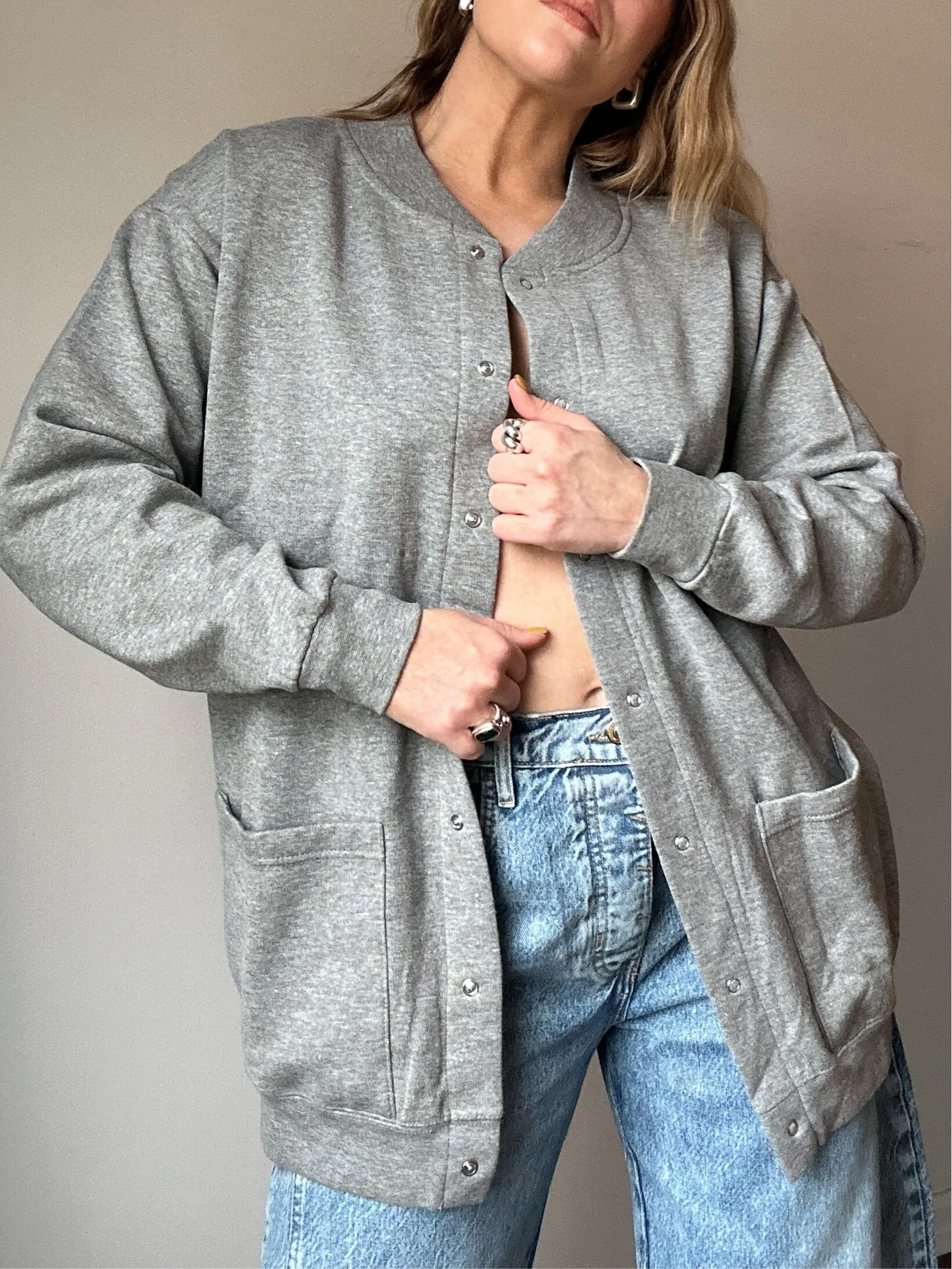 Vintage Grey Cotton Bomber