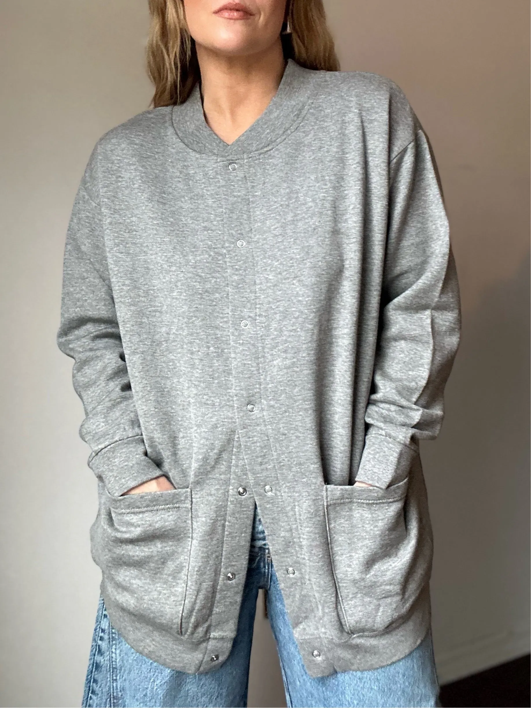 Vintage Grey Cotton Bomber