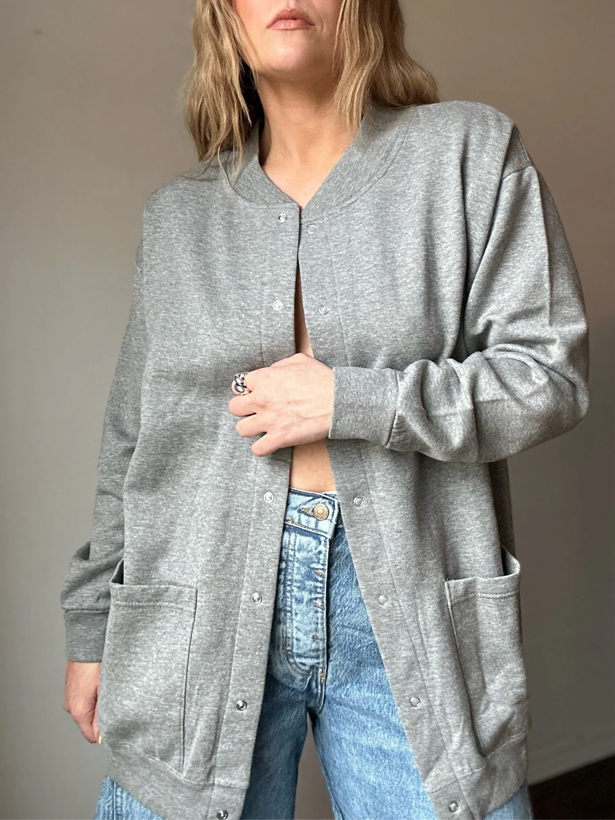 Vintage Grey Cotton Bomber