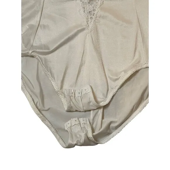Vintage Lady Cameo Dallas Lace Trim Satin Bodysuit Lingerie With Spaghetti Strap