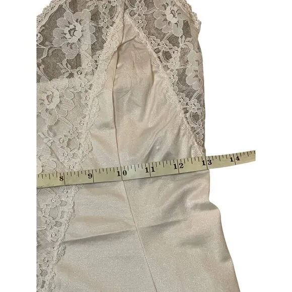 Vintage Lady Cameo Dallas Lace Trim Satin Bodysuit Lingerie With Spaghetti Strap