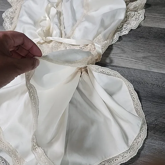 Vintage Lingerie Lace Teddy Romper 80s Waist Lily Of France Sheer Satin Sz  M