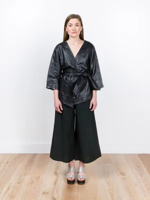 washed leather kimono