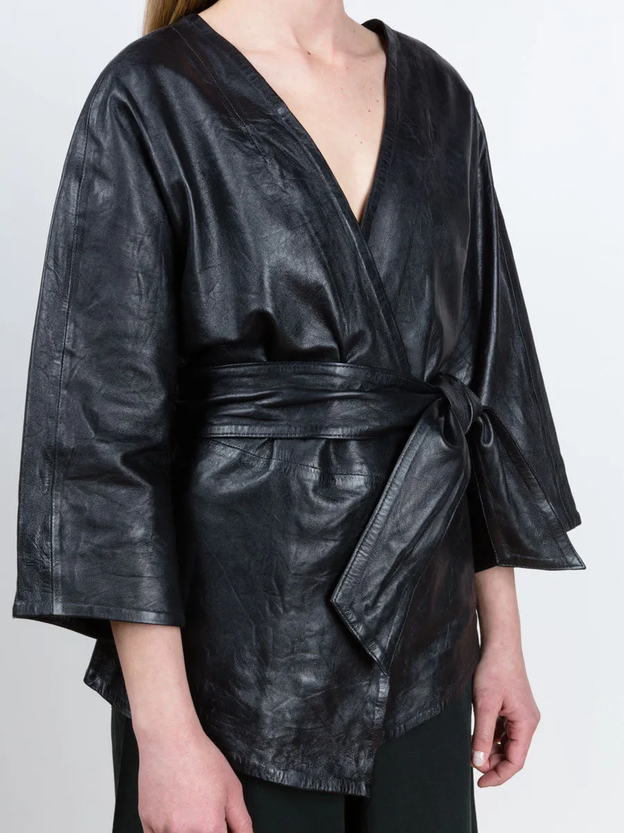washed leather kimono