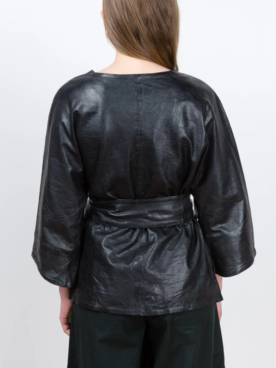 washed leather kimono