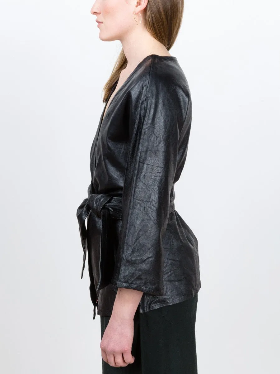 washed leather kimono