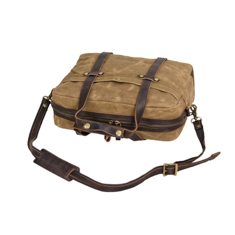 Waxed Canvas Messenger Bag Canvas Briefcase Laptop Bag Leather Crossbody Bag Work briefcase Canvas Briefcase For Men