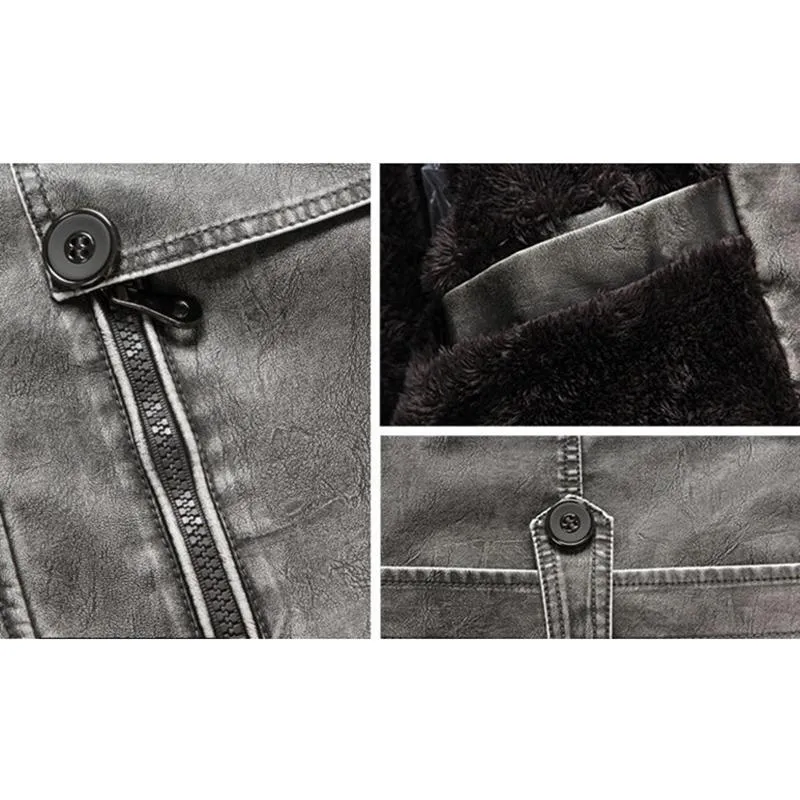 West Louis™ Winter PU Moto Long Leather Jacket