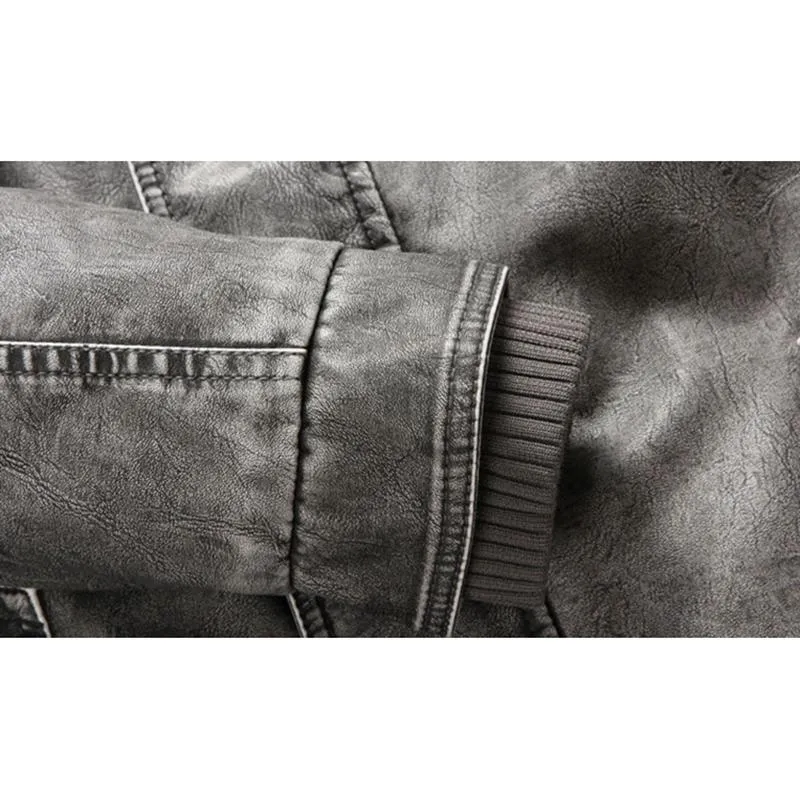West Louis™ Winter PU Moto Long Leather Jacket