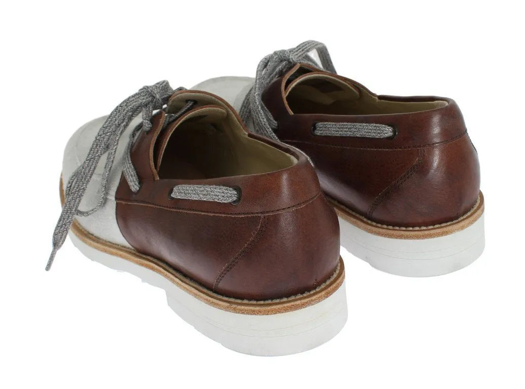 White Brown Leather Shoes