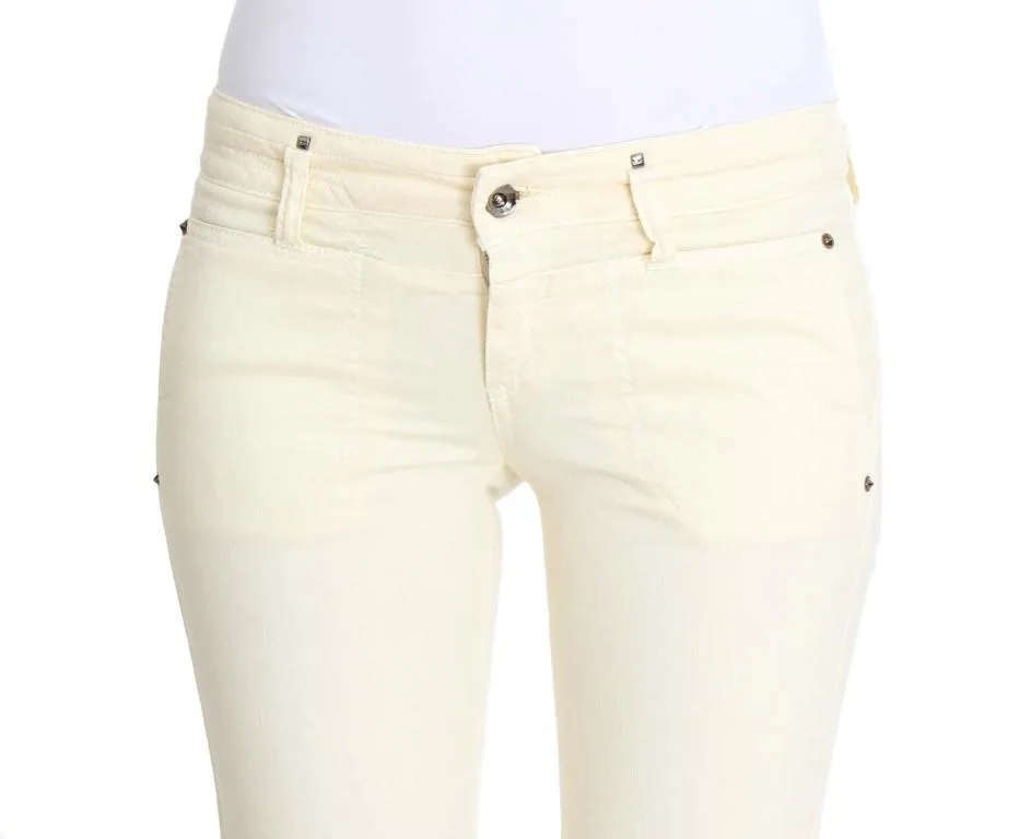 White Cotton Stretch Flare Jeans