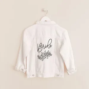 White Floral Bride Jean Jacket