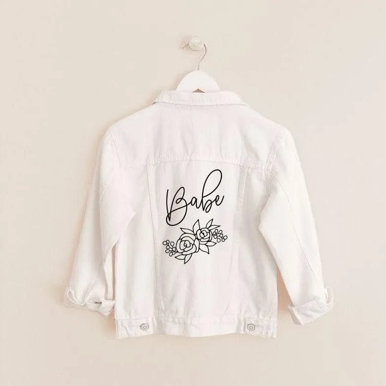 White Floral Bride Jean Jacket