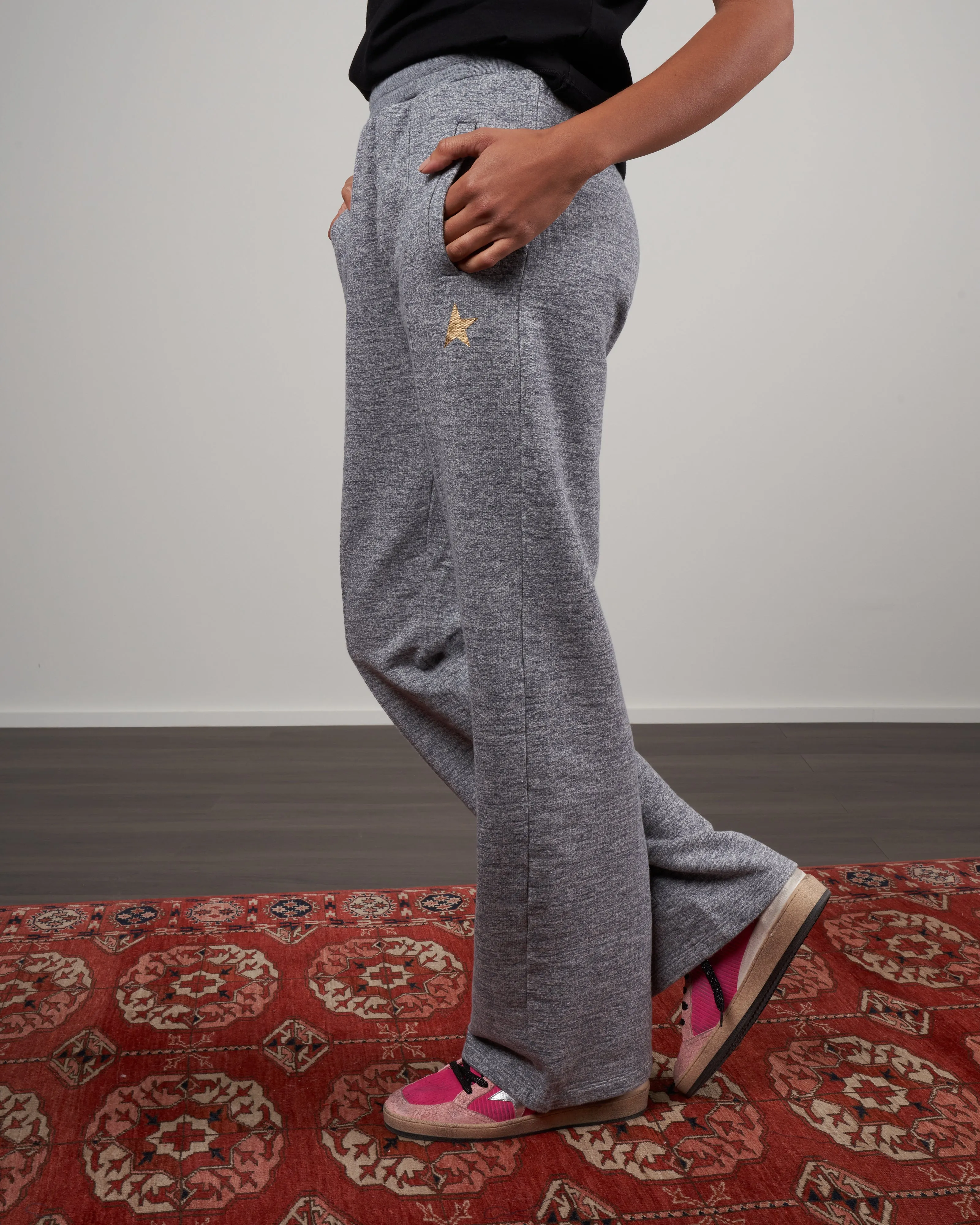 wide leg joggings - medium grey melange/gold