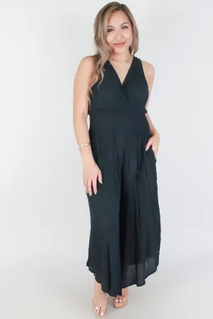 WIDE LEG SMOCKED WAIST JUMPSUIT